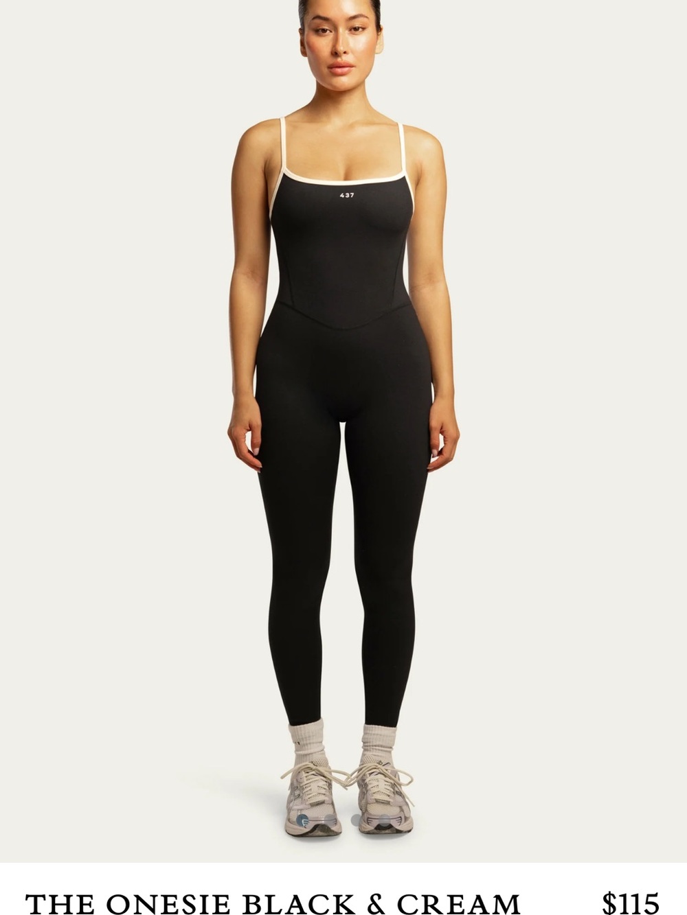 437 The Onesie Black & Cream - XS